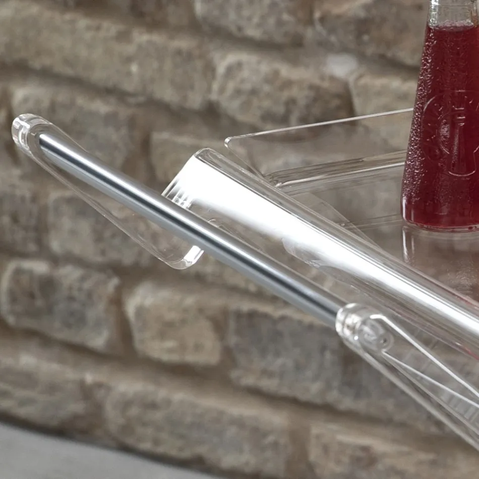 Folding Trolley in Transparent Acrylic Crystal 2 Trays - Aristocles Viadurini