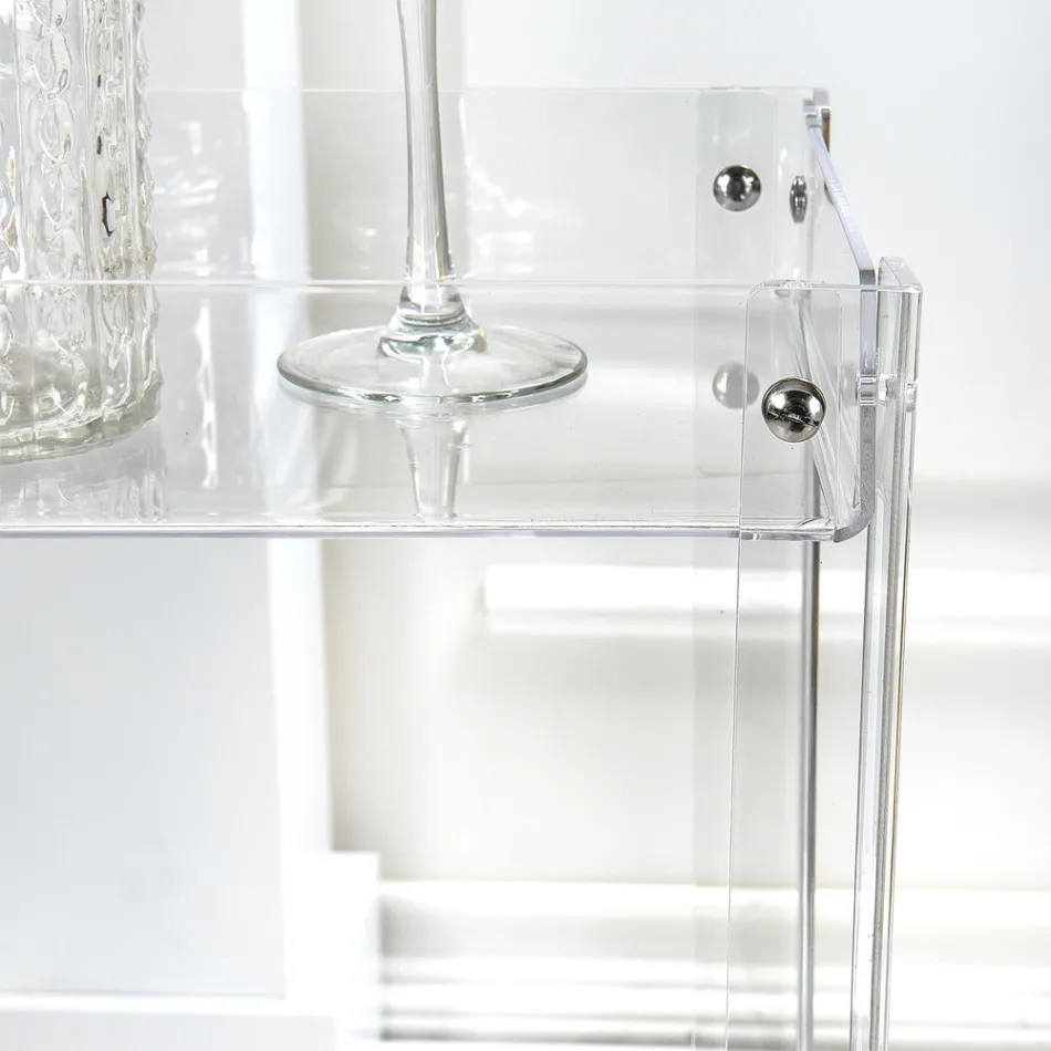 Food Trolley in Transparent Plexiglass Made in Italy - Galatius Viadurini