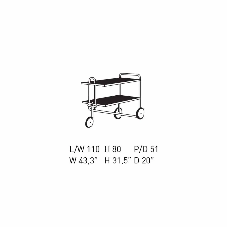 Food Trolley in Chromed and Laminated Steel Made in Italy - Singapore Viadurini
