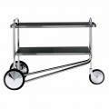 Food Trolley in Chromed and Laminated Steel Made in Italy - Singapore