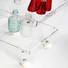 Modern trolley with 2 shelves L 60,5cm in Diso plexiglass Viadurini