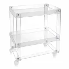 Modern trolley with 2 shelves L 60,5cm in Diso plexiglass Viadurini
