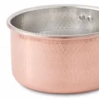 High Round Casserole in Hand Tinned Copper with Handle 16 cm - Giancarlo Viadurini