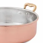 Low Casserole in Tinned Copper by Hand Round with 2 Handles 20 cm - Gianfranco Viadurini