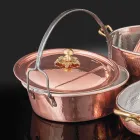 Hand Tinned Copper Casserole, Lid and Arched Handle 28 cm - Mariagiu Viadurini
