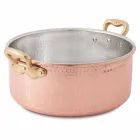 Medium Saucepan in Tinned Copper Round Hand with 2 Handles 24 cm - Gianfranco Viadurini