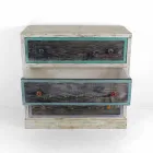 Artisan Chest of Drawers in Fir Wood with 3 Drawers Made in Italy - Monkey Viadurini