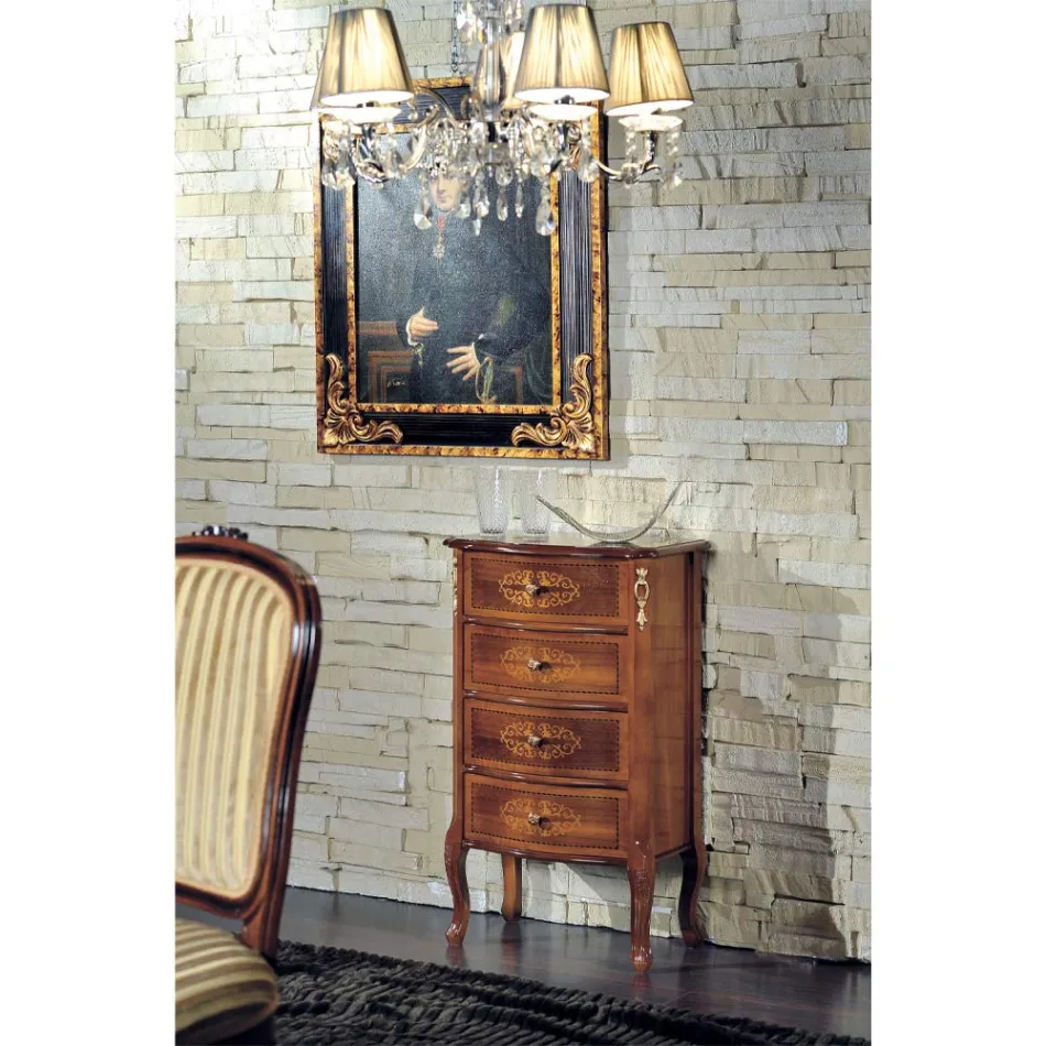 Classic Chest of Drawers in Walnut Wood 4 or 6 Drawers Made in Italy - Katerine Viadurini