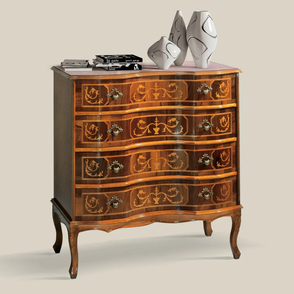 Classic Luxury Walnut Chest of Drawers Made in Italy - Elegant Viadurini