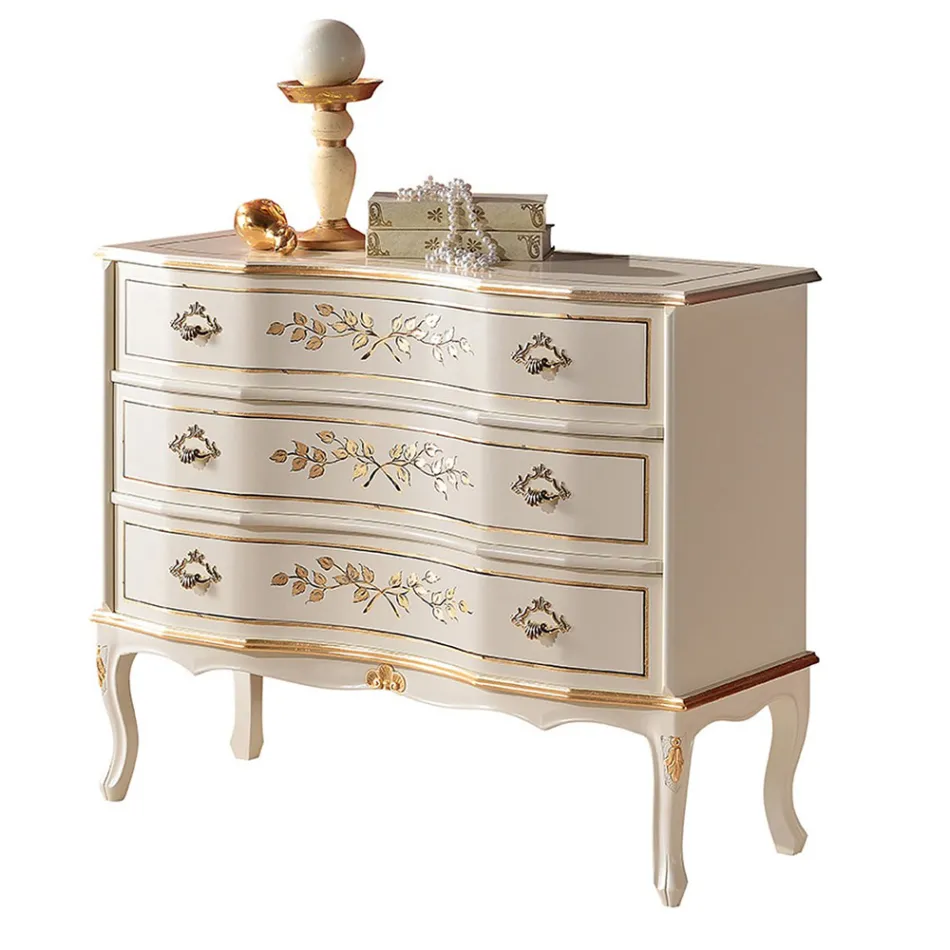Classic Style Chest of Drawers in Wood with 3 Drawers Made in Italy - Elegant Viadurini