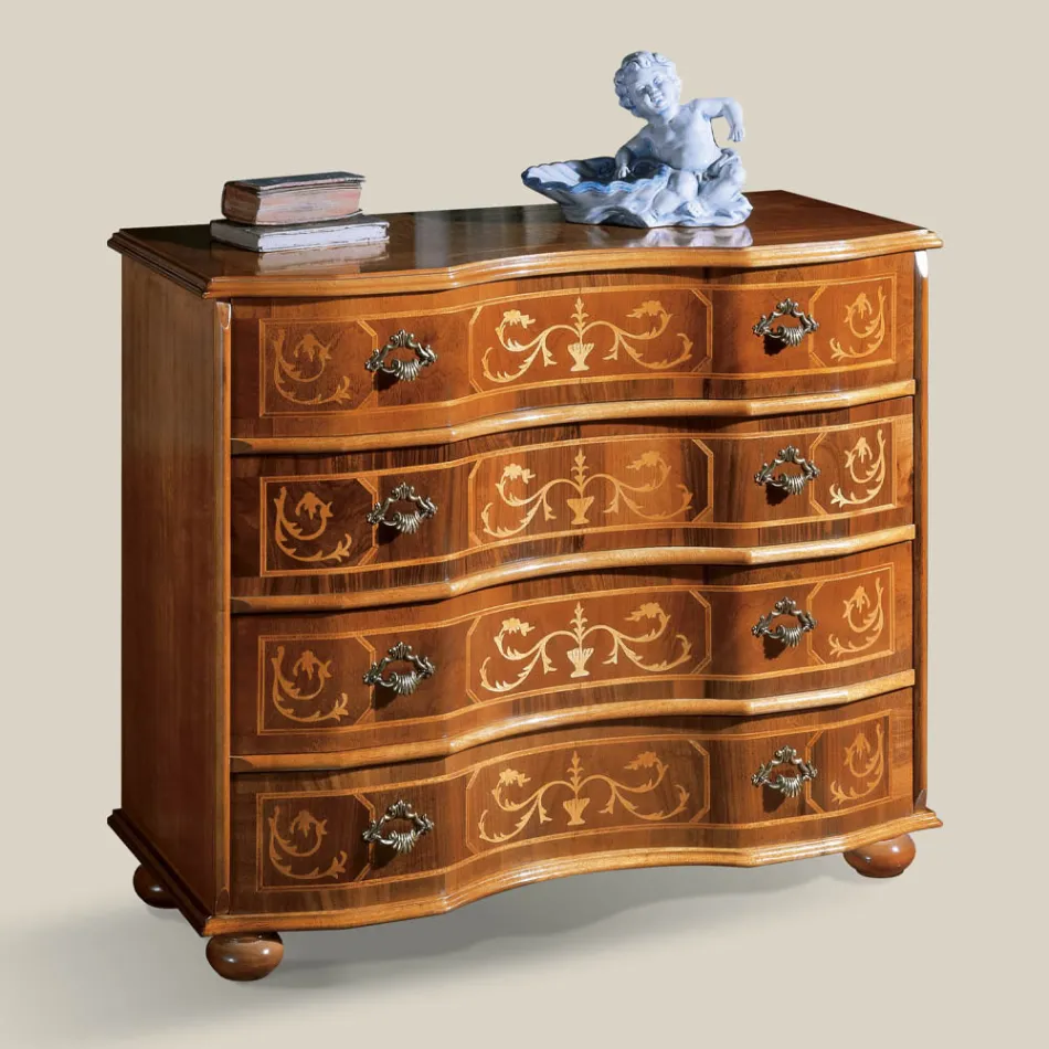 Classic Style Chest of Drawers in Wood with Drawers Made in Italy - Elegant Viadurini