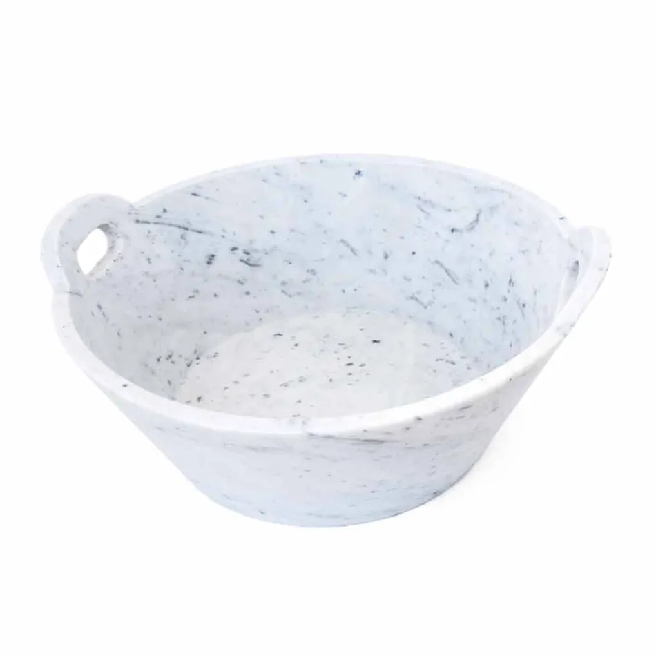 Basket in White Carrara Marble of Italian Luxury Design - Tinozzo Viadurini