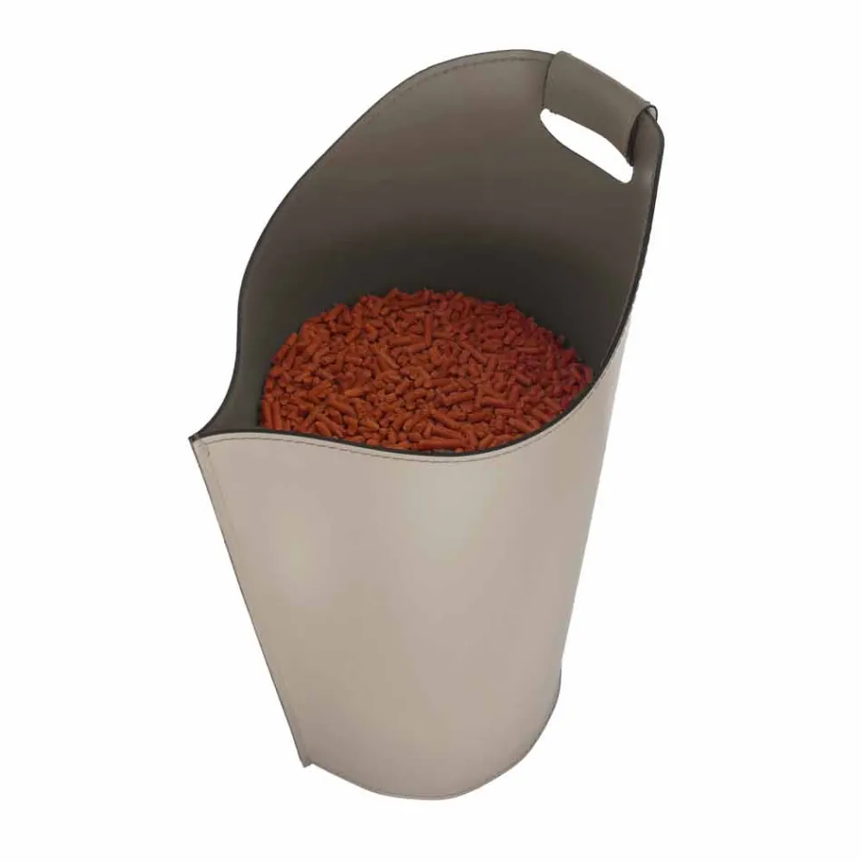 Internal leather pellet basket 15 Kg of Sapel design Viadurini
