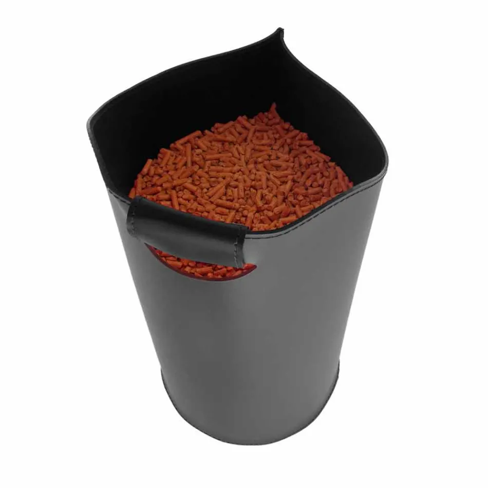 Internal leather pellet basket 15 Kg of Sapel design Viadurini