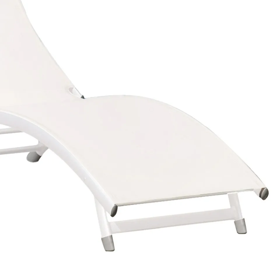 Garden Chaise Longue with White Aluminum Structure - Berranger Viadurini