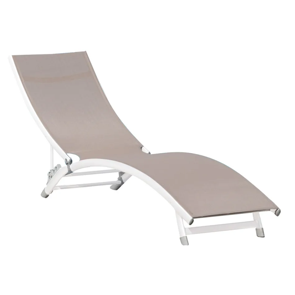 Garden Chaise Longue with White Aluminum Structure - Berranger Viadurini