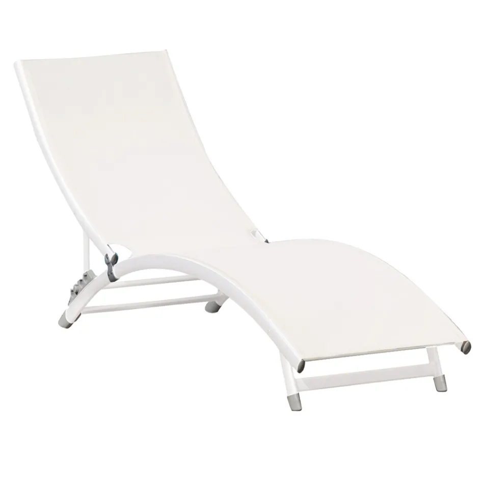 Garden Chaise Longue with White Aluminum Structure - Berranger Viadurini
