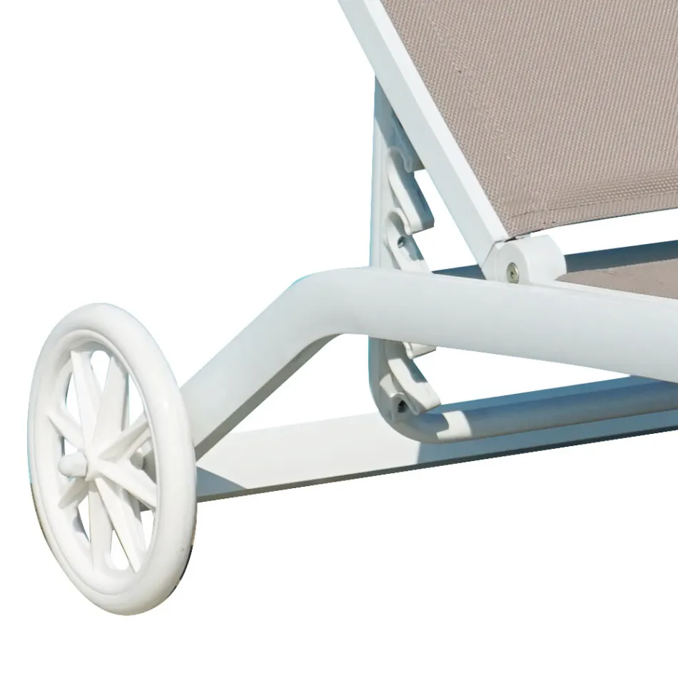 Garden Chaise Longue in Aluminum with Seat in Textilene - Zohra Viadurini