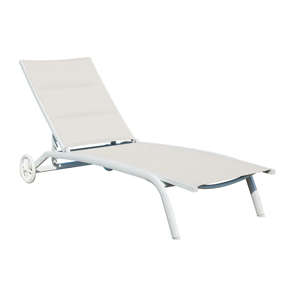 Garden Chaise Longue in Aluminum with Seat in Textilene - Zohra Viadurini
