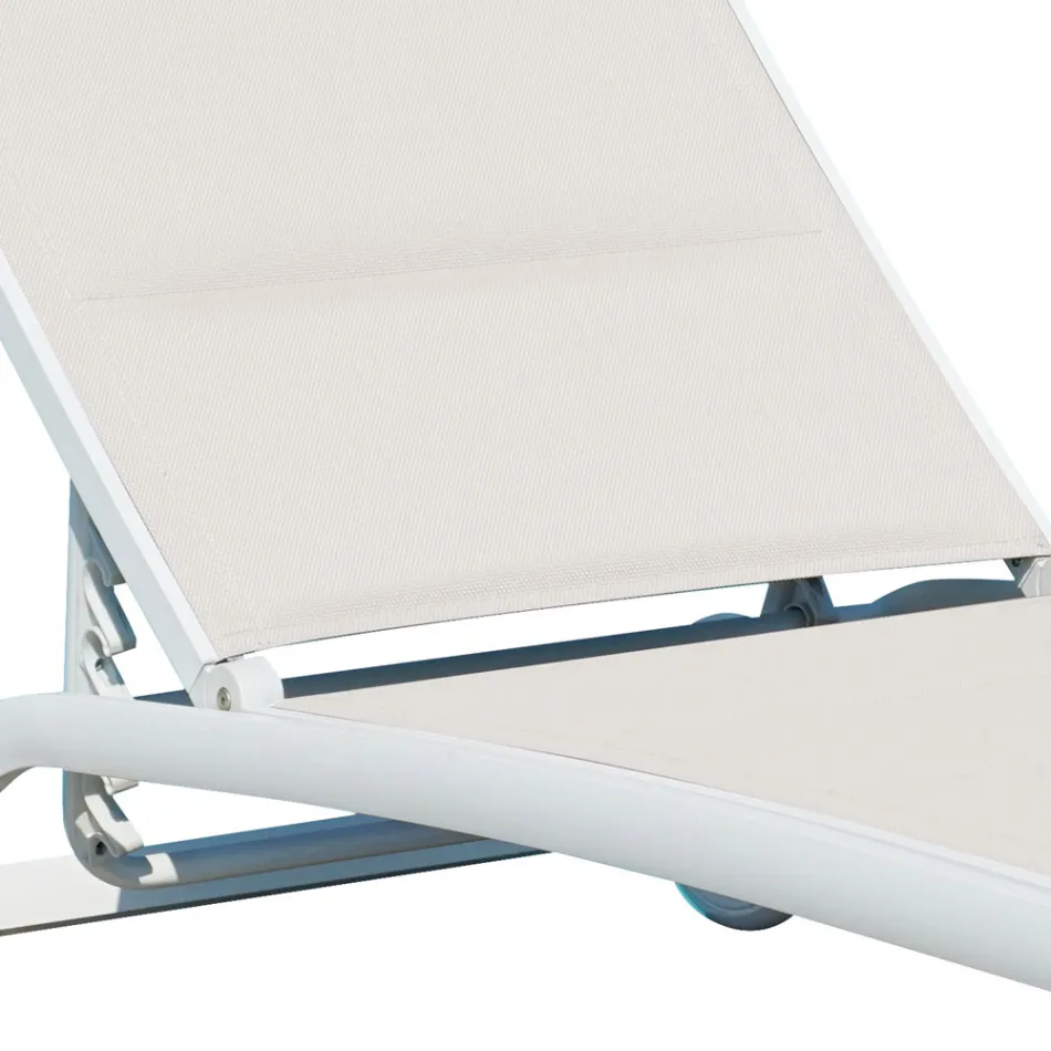 Garden Chaise Longue in Aluminum with Seat in Textilene - Zohra Viadurini