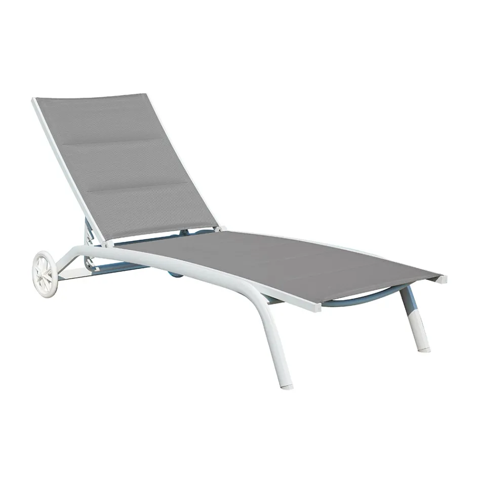 Garden Chaise Longue in Aluminum with Seat in Textilene - Zohra Viadurini