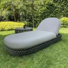 Rubber Garden Chaise Longue with Rope Woven Structure - Shuffle Viadurini