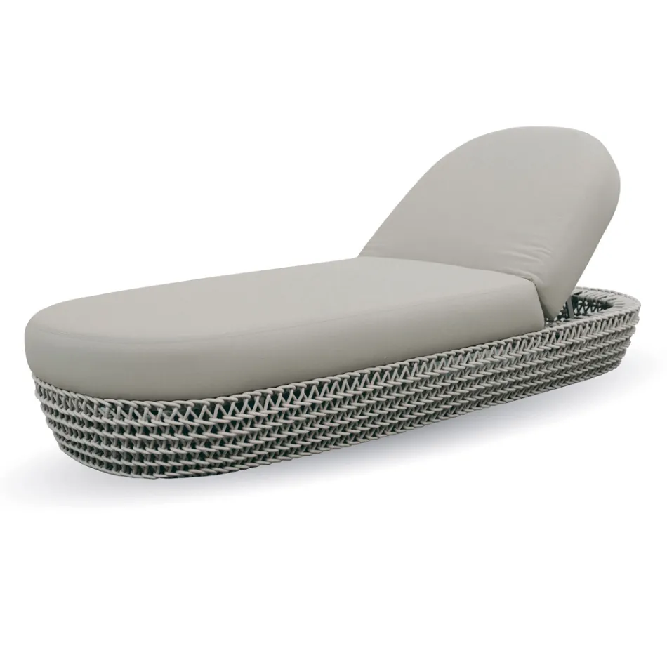 Rubber Garden Chaise Longue with Rope Woven Structure - Shuffle Viadurini