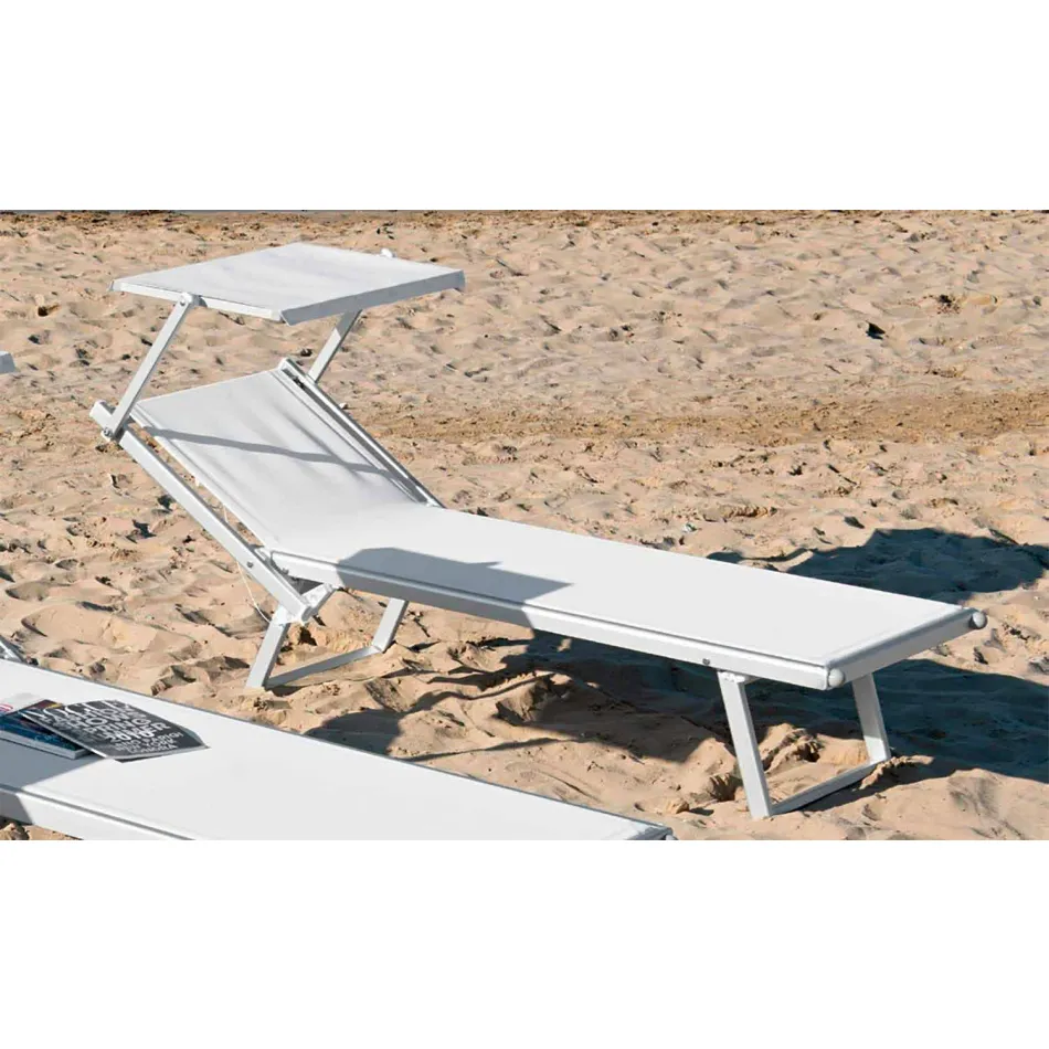 Modern Garden Chaise Longue with Parasol and Reclining Backrest - Arnold Viadurini