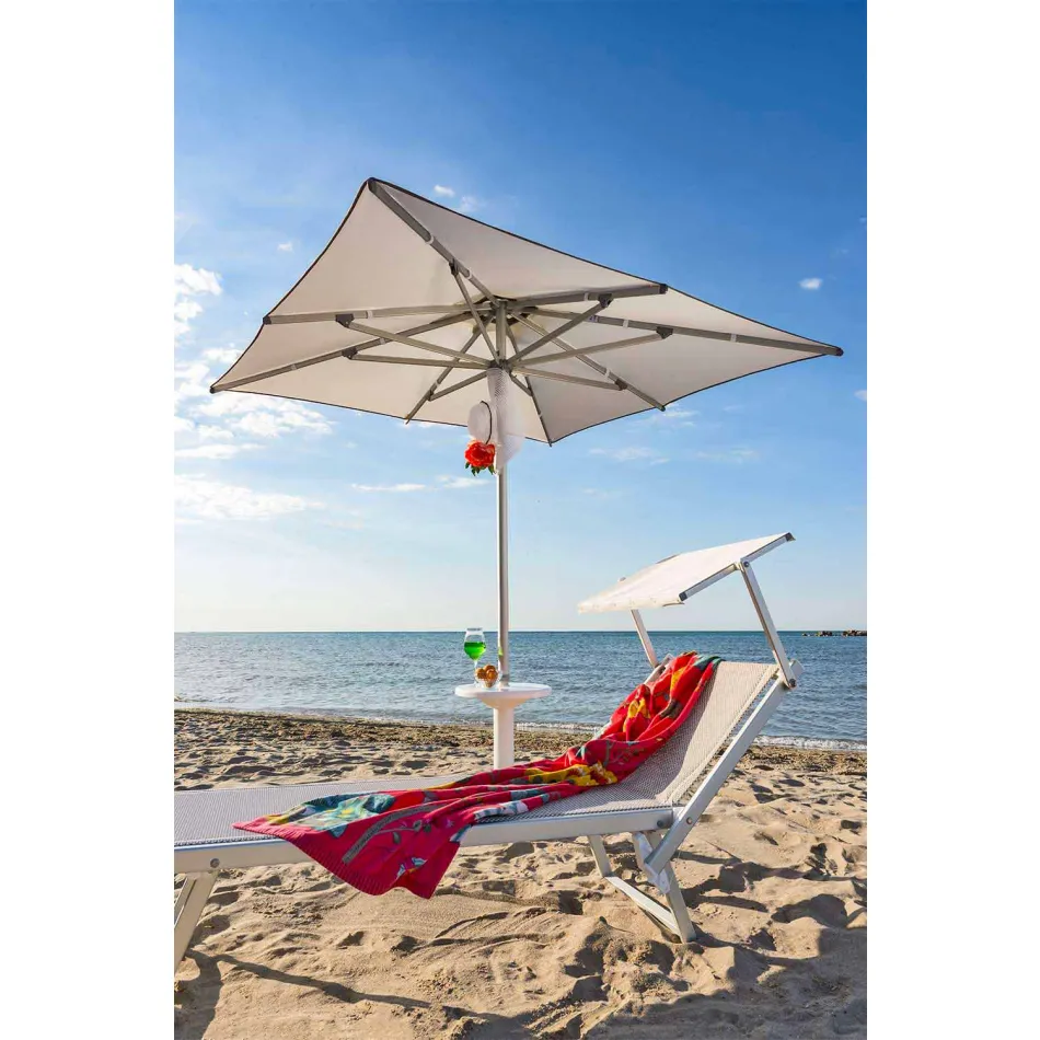 Modern Garden Chaise Longue with Parasol and Reclining Backrest - Arnold Viadurini