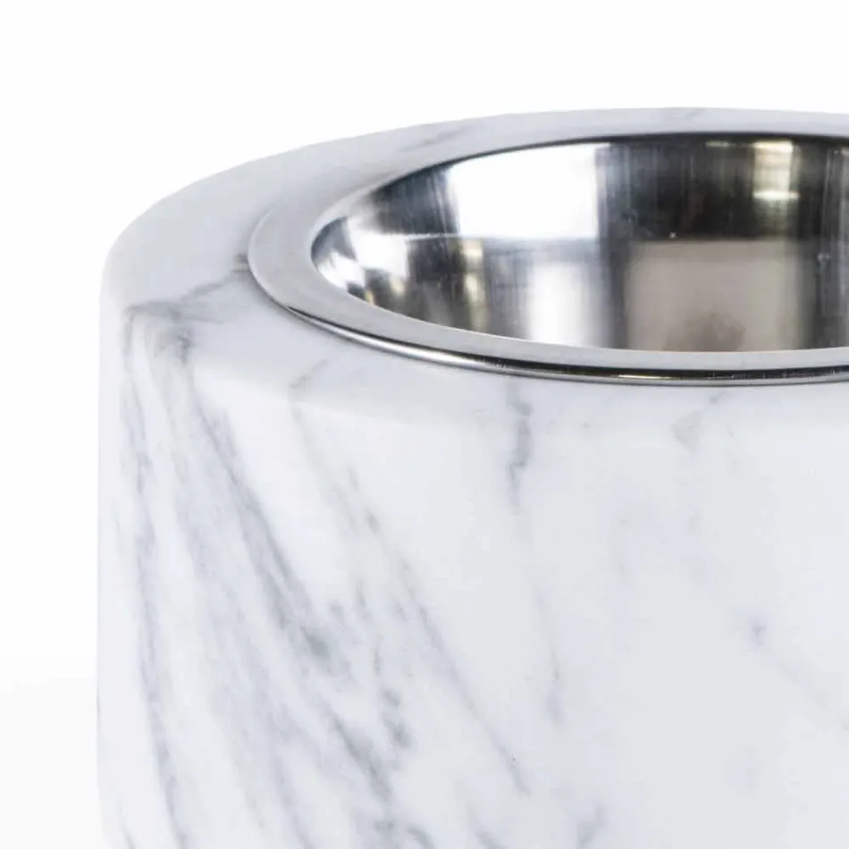Dogs and Cats Bowl in White Carrara Marble Made in Italy - Ciotta Viadurini