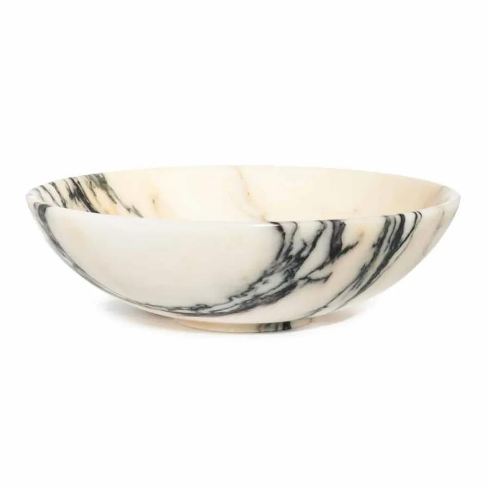 Large Round Bowl in Portoro or Paonazzo Marble Made in Italy - Glazer Viadurini