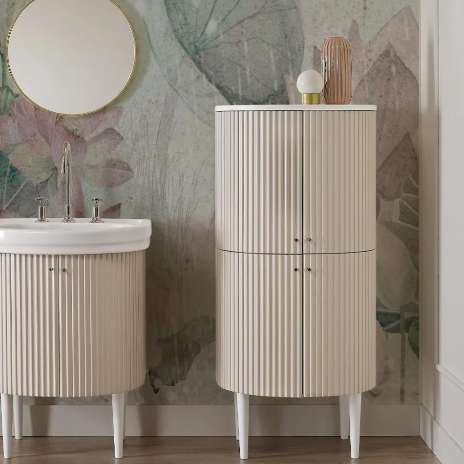 Column with Four Doors with Cannetté Processing Made in Italy - Candy Viadurini