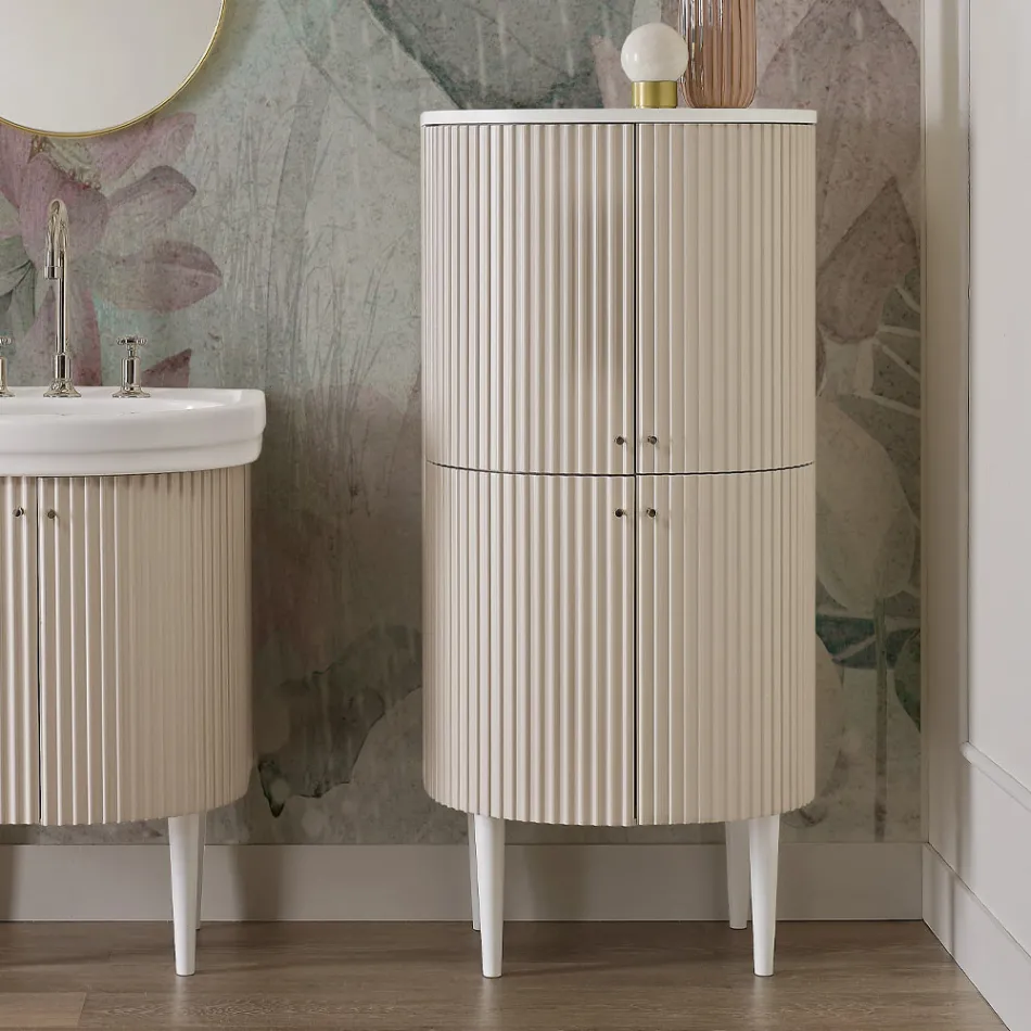 Column with Four Doors with Cannetté Processing Made in Italy - Candy Viadurini