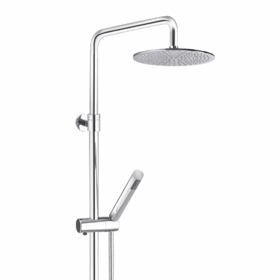 Round Section Shower Column in Brass with Hand Shower Made in Italy - Amadeo Viadurini