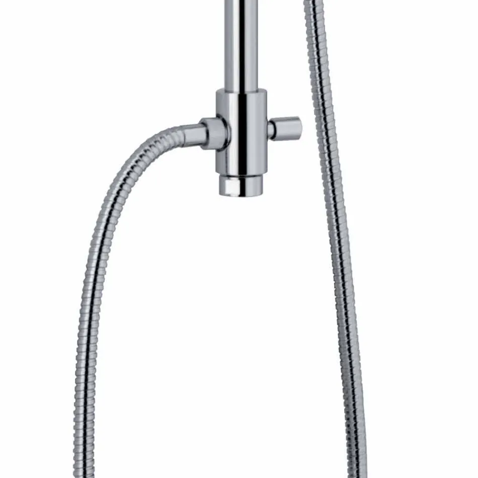 Shower Column with Diverter and Square Shower Head Made in Italy - Silver Viadurini