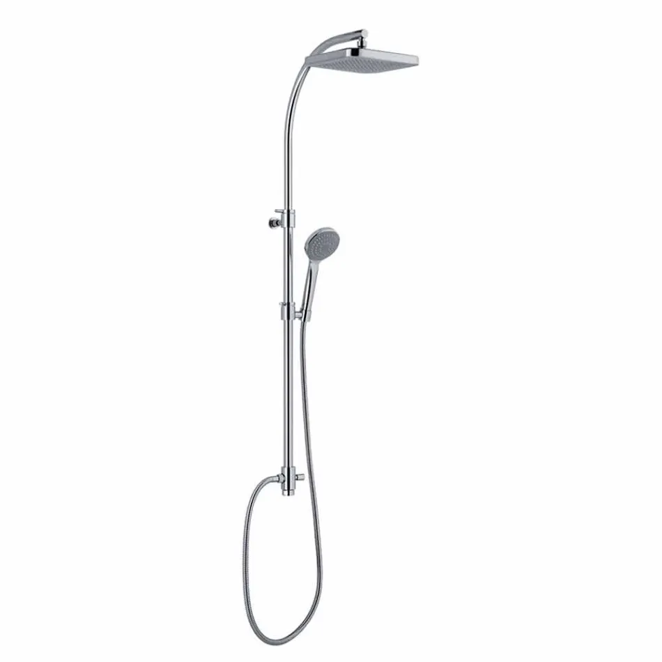Shower Column with Diverter and Square Shower Head Made in Italy - Silver Viadurini