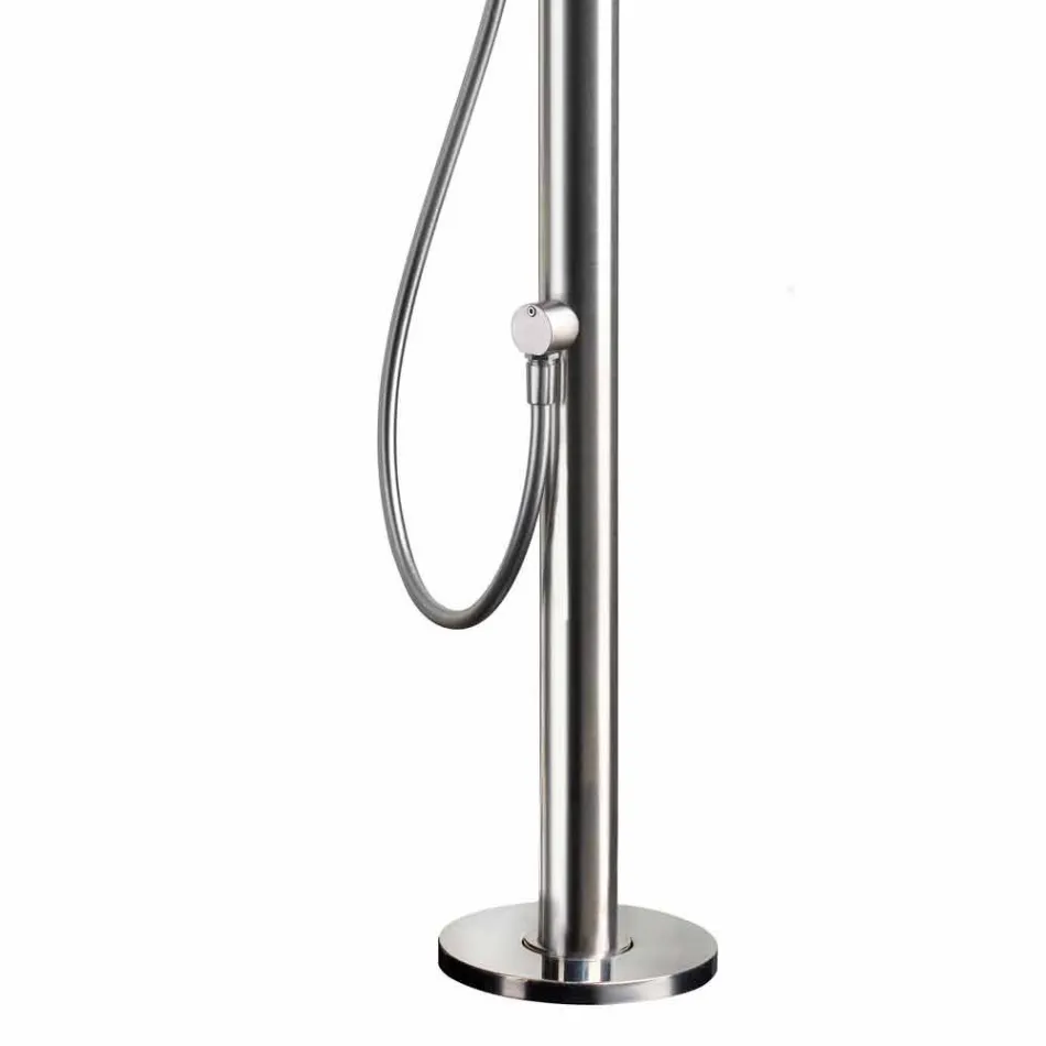 Stainless Steel Garden Shower Column with Hand Shower Made in Italy - Marlen Viadurini