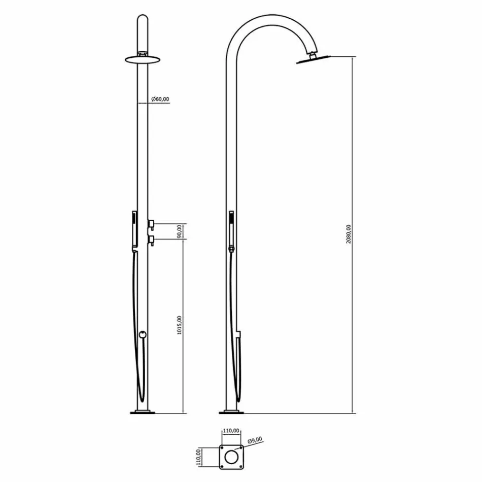 Stainless Steel Garden Shower Column with Hand Shower Made in Italy - Marlen Viadurini