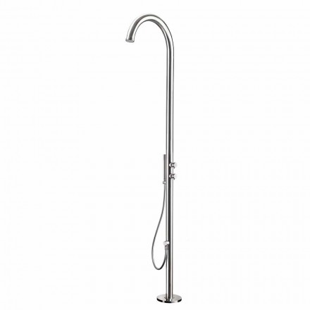 Stainless Steel Garden Shower Column with Hand Shower Made in Italy - Marlen Viadurini