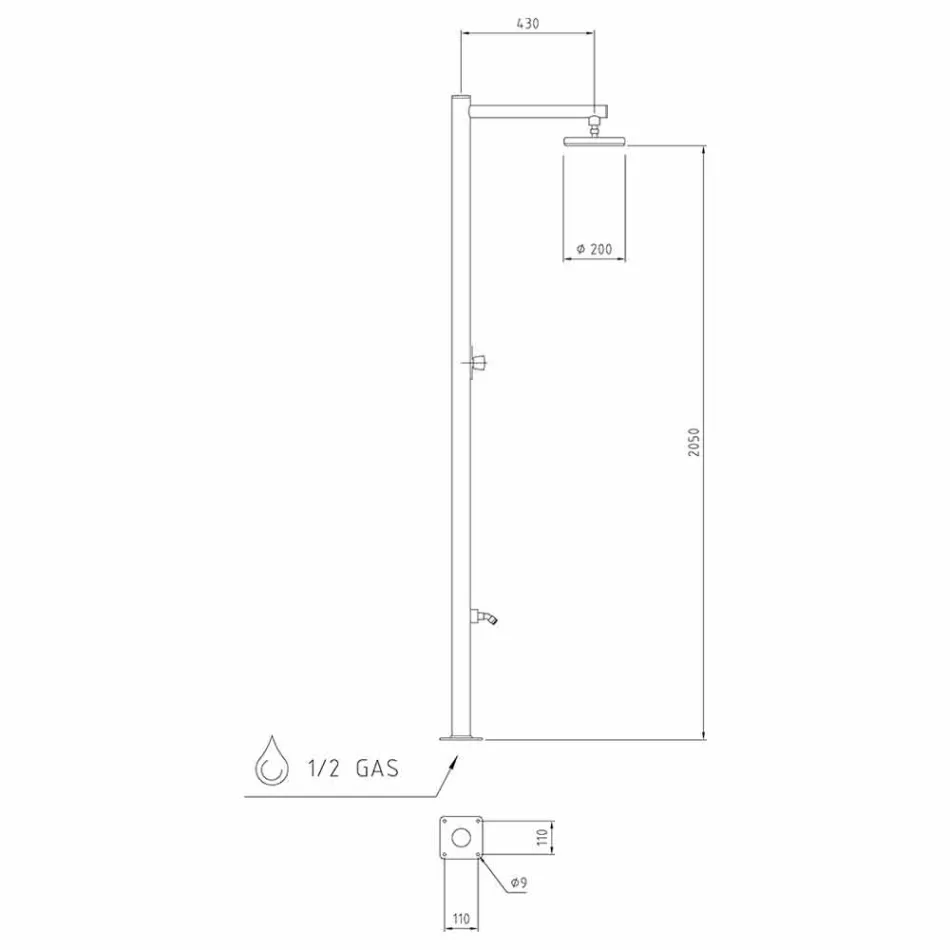 Garden Shower Column in Chromed Stainless Steel Made in Italy - Modeo Viadurini