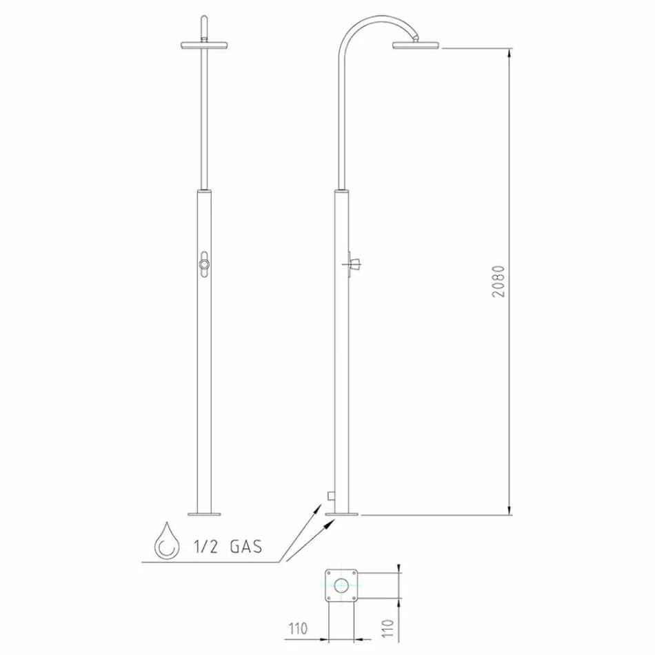 Outdoor Shower Column in Chromed Steel with Mixer Made in Italy - Norton Viadurini