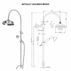 Brass Shower Column with Round Shower Head and Hand Shower Made in Italy - Brillo Viadurini