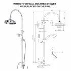 Brass Shower Column with Round Shower Head and Hand Shower Made in Italy - Brillo Viadurini