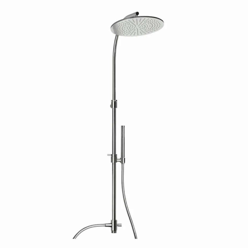 Brass Shower Column with Round Steel Showerhead Made in Italy - Kennedy Viadurini
