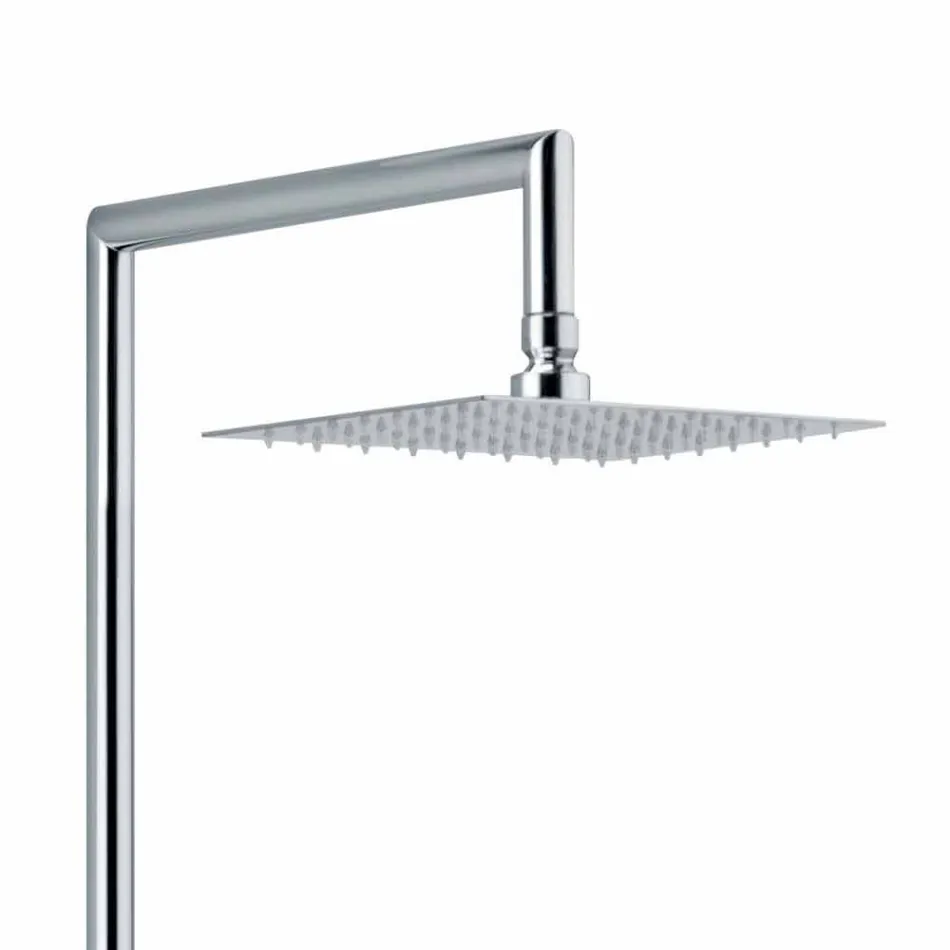 Shower column in chromed brass with flexible hose and hand shower made in Italy - Griso Viadurini