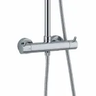 Shower column in chromed brass with flexible hose and hand shower made in Italy - Griso Viadurini