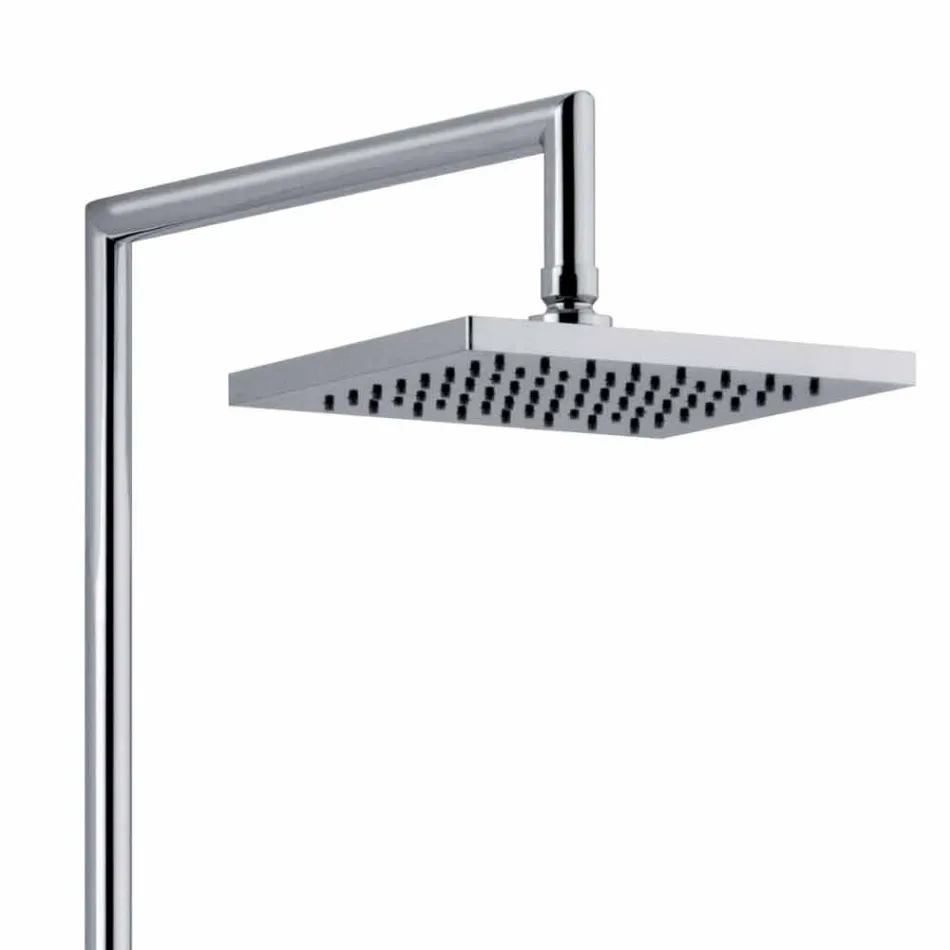 Shower column in chromed brass with shower head and flexible hose Made in Italy - Cunio Viadurini