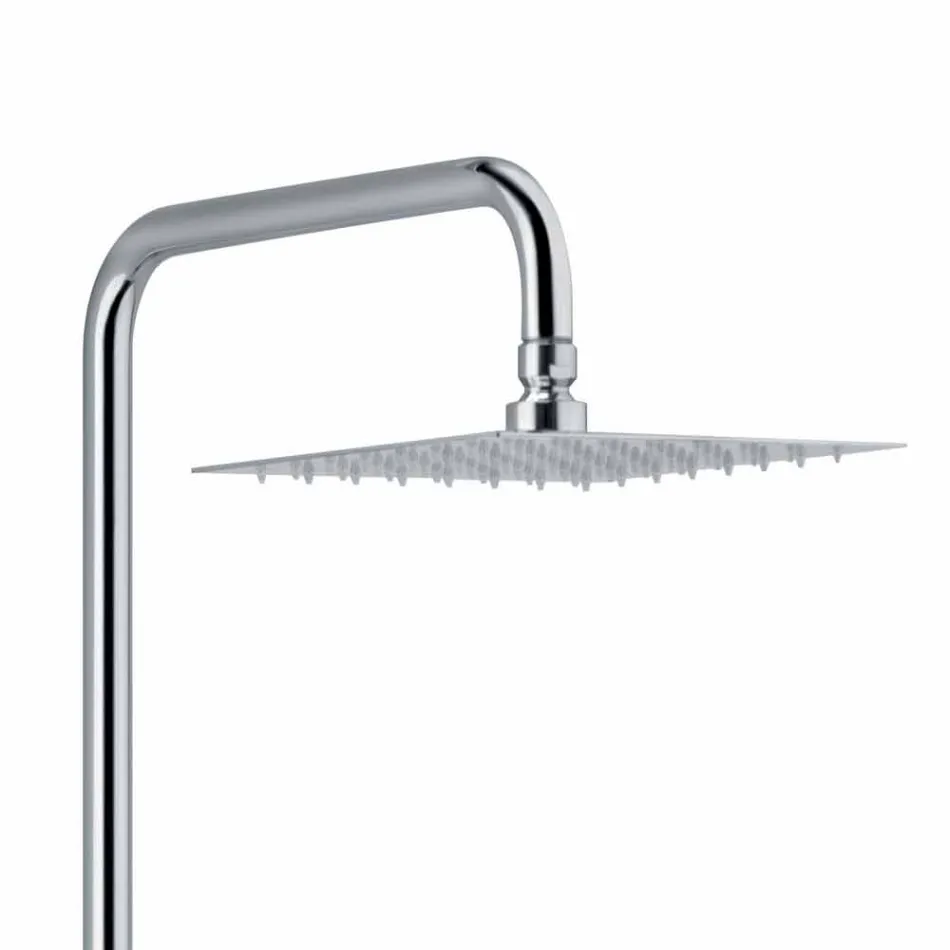 Shower column in chromed brass with square shower head Made in Italy - Griso Viadurini