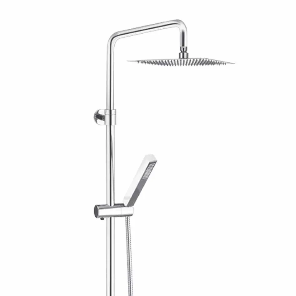 Shower column in chromed brass with square shower head Made in Italy - Studio Viadurini