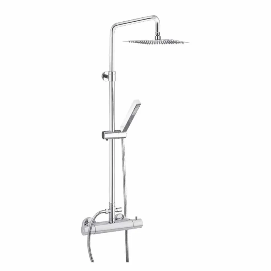Shower column in chromed brass with square shower head Made in Italy - Studio Viadurini